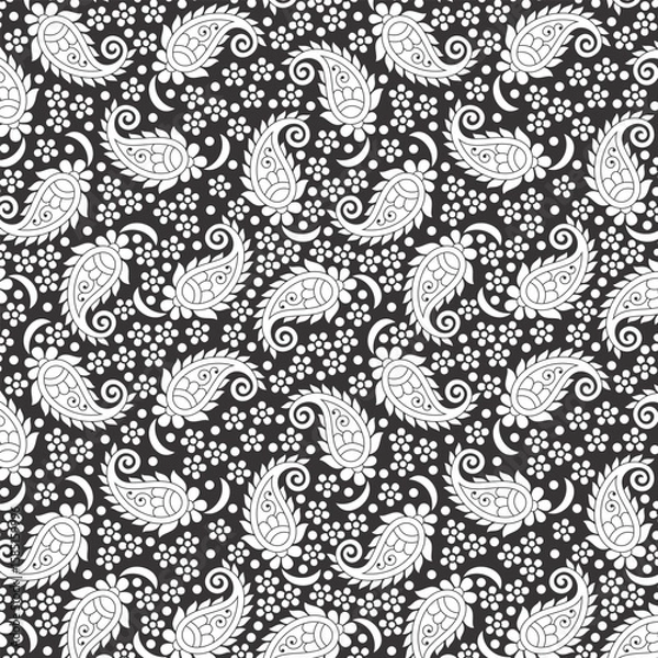 Fototapeta Paisley Flower Design Pattern, background, texture, fabric, paper print.