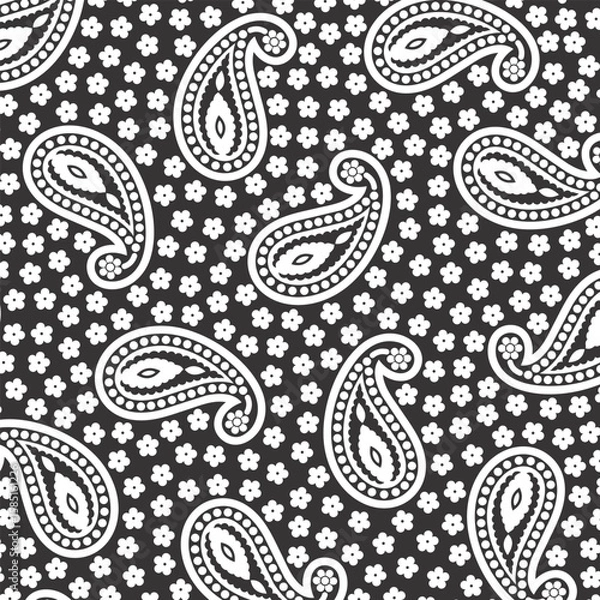 Fototapeta Paisley Flower Design Pattern, background, texture, fabric, paper print.
