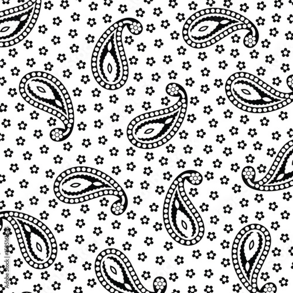 Fototapeta Paisley Flower Design Pattern, background, texture, fabric, paper print.