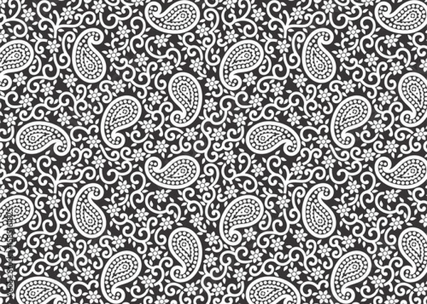 Fototapeta Paisley Flower Design Pattern, background, texture, fabric, paper print.