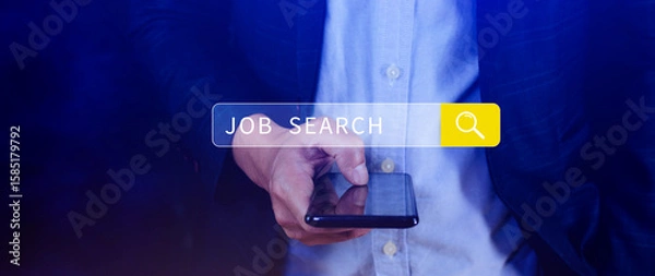Fototapeta Job search concept, find your career, using looking at online website, Concept of career exploration and employment opportunity, Unemployed