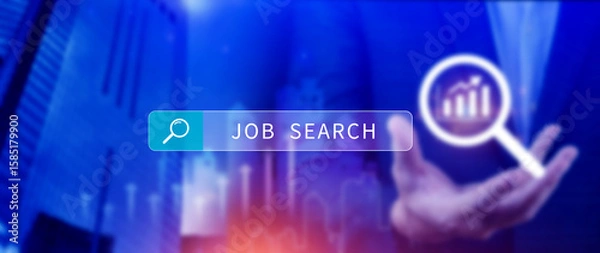 Fototapeta Job search concept, find your career, using looking at online website, Concept of career exploration and employment opportunity, Unemployed