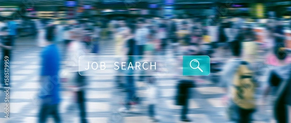 Fototapeta Job search concept, find your career, using looking at online website, Concept of career exploration and employment opportunity, Unemployed