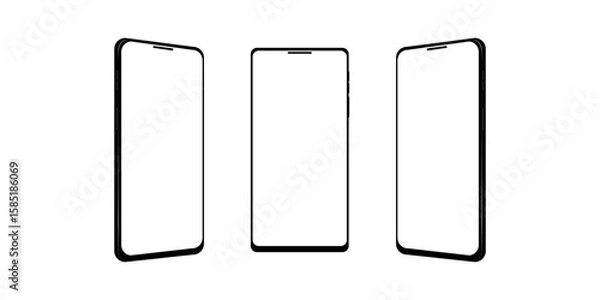 Fototapeta Realistic smartphone mockup with blank white screen.