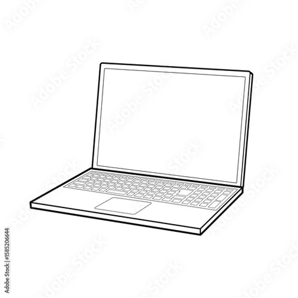 Fototapeta ノートパソコンの線画イラスト