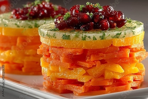 Fototapeta Artistic Layered Dessert with Vibrant Cranberries and Citrus Slices