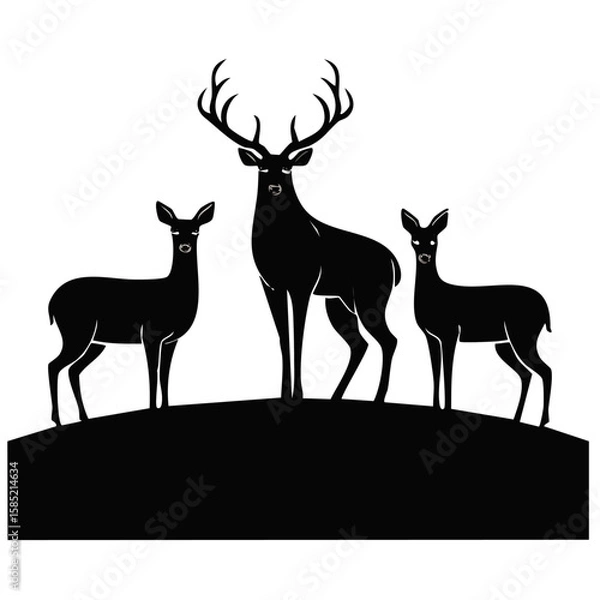 Obraz Elegant Deer Silhouette Vector Icon for Wildlife, Forest Animal, Hunting, and Nature Design Projects in Minimal Style