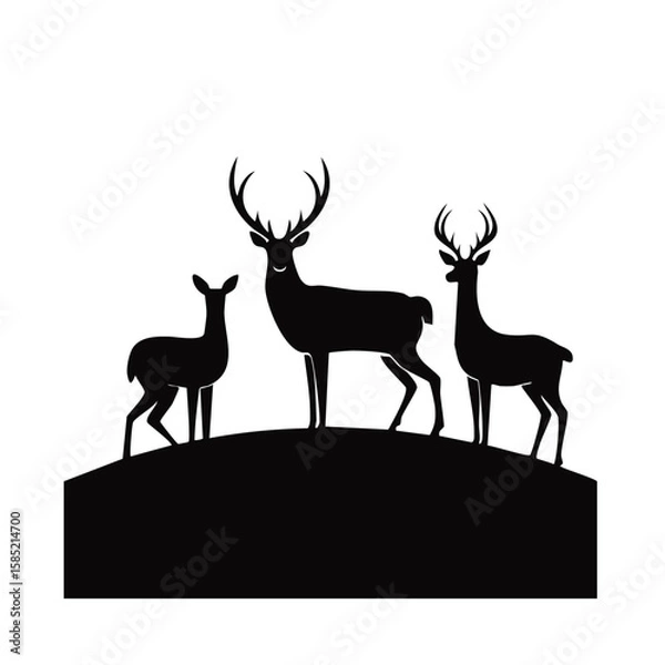 Obraz Elegant Deer Silhouette Vector Icon for Wildlife, Forest Animal, Hunting, and Nature Design Projects in Minimal Style