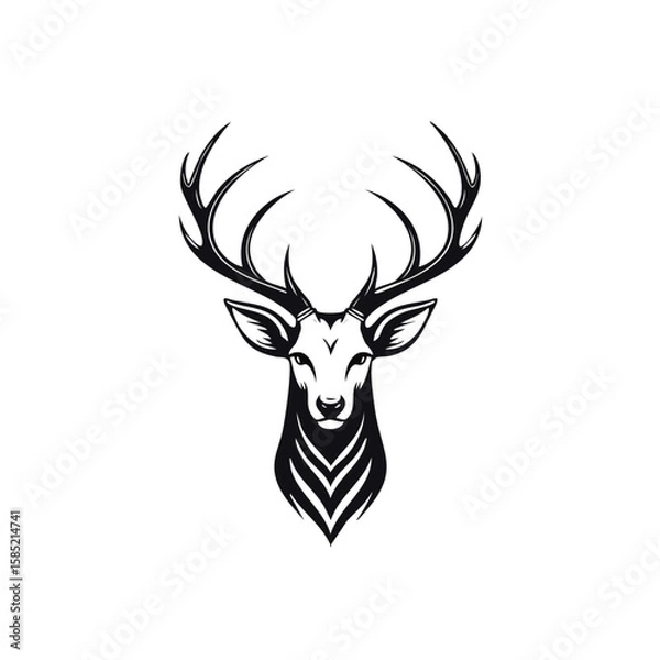 Obraz Elegant Deer Silhouette Vector Icon for Wildlife, Forest Animal, Hunting, and Nature Design Projects in Minimal Style