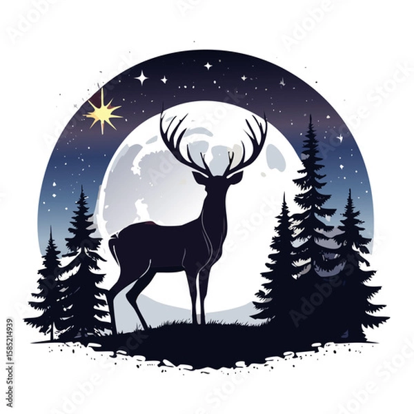 Obraz Elegant Deer Silhouette Vector Icon for Wildlife, Forest Animal, Hunting, and Nature Design Projects in Minimal Style
