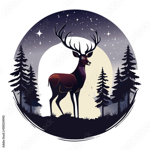 Obraz Elegant Deer Silhouette Vector Icon for Wildlife, Forest Animal, Hunting, and Nature Design Projects in Minimal Style