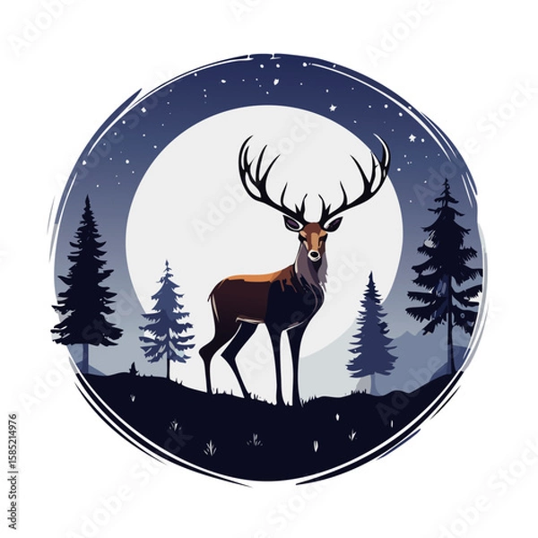 Obraz Elegant Deer Silhouette Vector Icon for Wildlife, Forest Animal, Hunting, and Nature Design Projects in Minimal Style