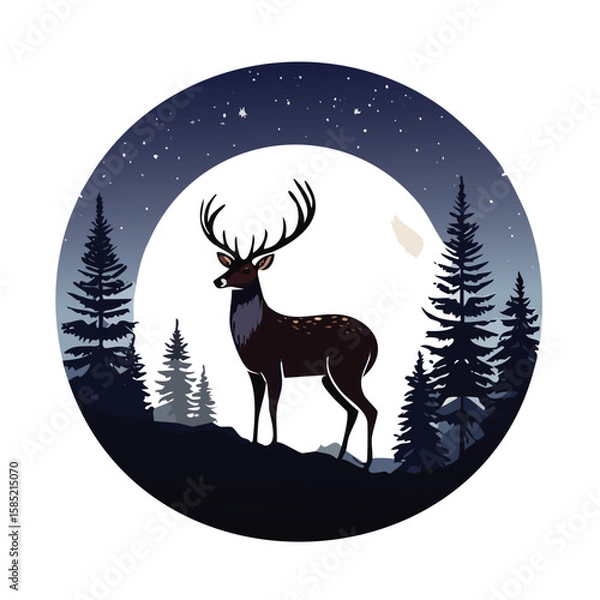 Obraz Elegant Deer Silhouette Vector Icon for Wildlife, Forest Animal, Hunting, and Nature Design Projects in Minimal Style