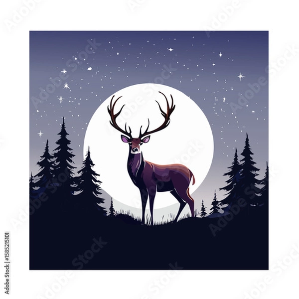 Obraz Elegant Deer Silhouette Vector Icon for Wildlife, Forest Animal, Hunting, and Nature Design Projects in Minimal Style