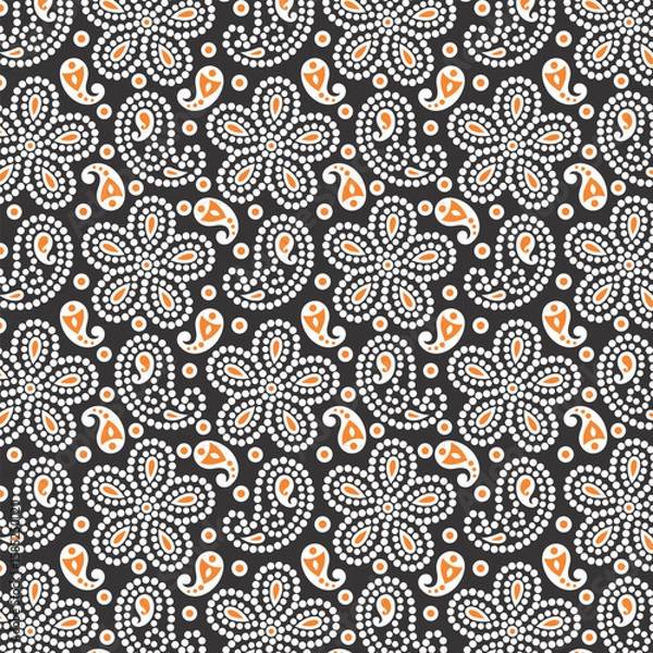 Fototapeta Flower and paisley Design Pattern, background, texture, Fabric print.