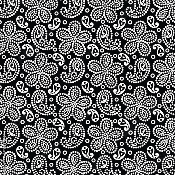 Fototapeta Flower and paisley Design Pattern, background, texture, Fabric print.