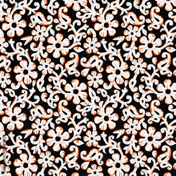 Fototapeta Flower and paisley Design Pattern, background, texture, Fabric print.