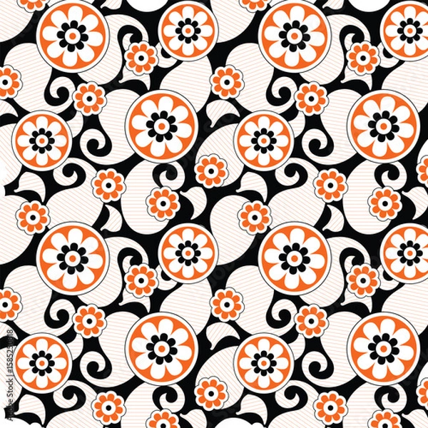 Fototapeta Flower And Paisley Pattern, Background, texture, fabric print,