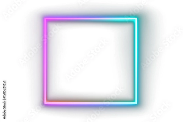 Obraz Neon glowing colorful gradient frame on black background,Glowing neon light. Neon frame with rounded corners. 