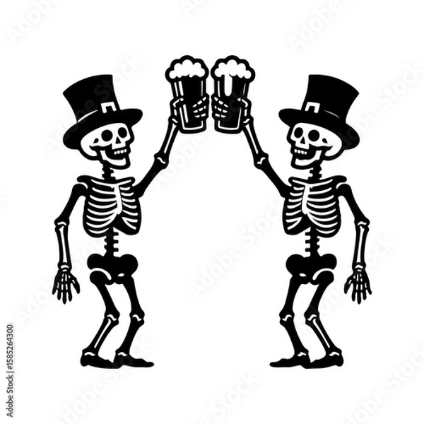 Fototapeta St patrick's day skeleton enjoy the pertty 
