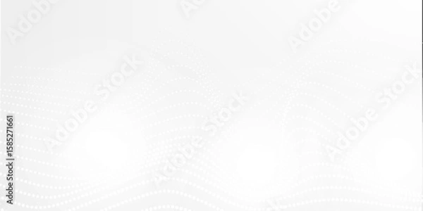 Fototapeta Dot white gray wave light technology texture background. Abstract big data digital concept. 3d rendering.