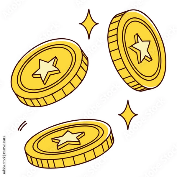Obraz a group of gold coins with a star