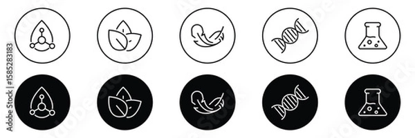 Obraz Set of Organic, natural, vegan icon collection. Antioxidant cosmetic symbol.