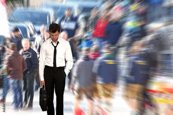 Fototapeta Einsamer Mann mit Burn Out