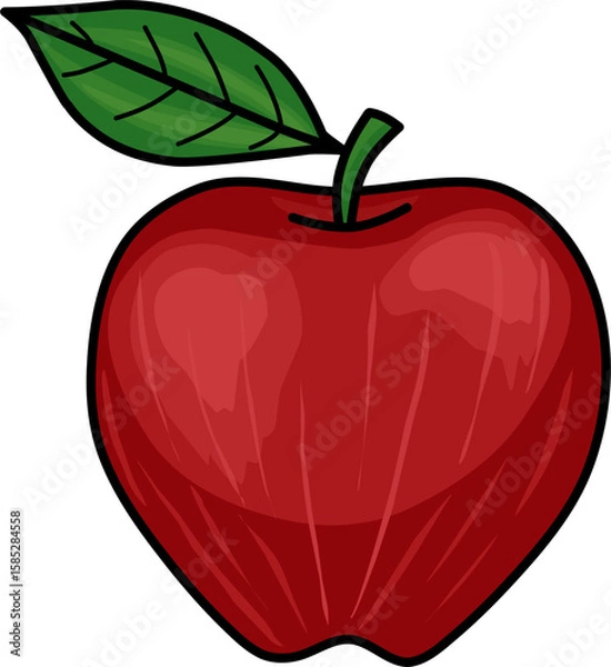 Obraz red apple vector illustration with leaf