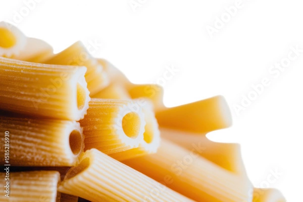 Fototapeta Rigatoni pasta pile against black background isolated on a transparent background food uncooked