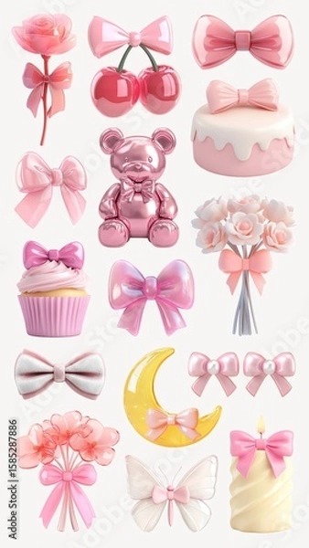 Obraz 3d coquette design element set