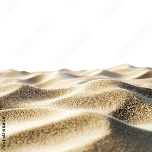 Fototapeta Rippling sand dunes under soft light isolated on a transparent background desert beach
