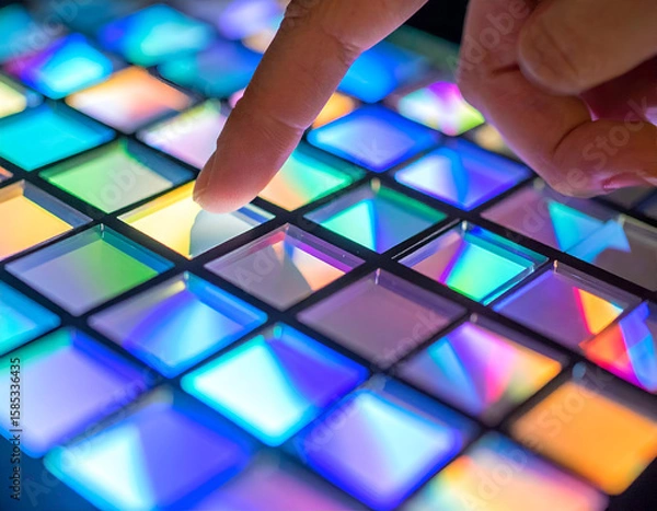 Obraz Close-Up of Glass Prisms Creating Colorful Light Mosaics in Grid