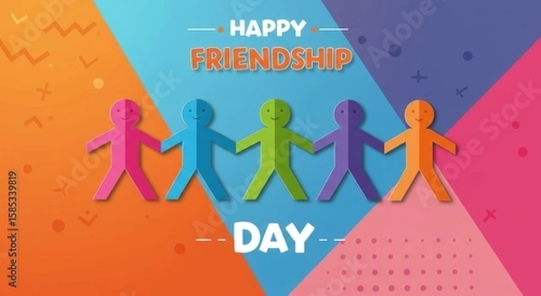 Obraz Celebrating the bonds of friendship on a vibrant Happy Friendship Day card with colorful paper