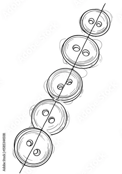 Fototapeta Simple line art of four buttons arranged in a row on white background  