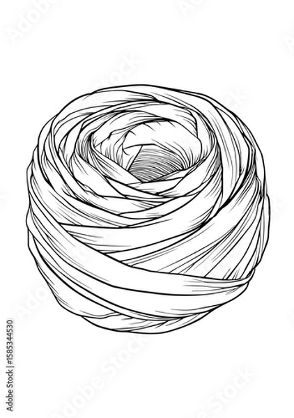 Fototapeta Yarn ball design with subtle swirl lines in minimalistic style  
