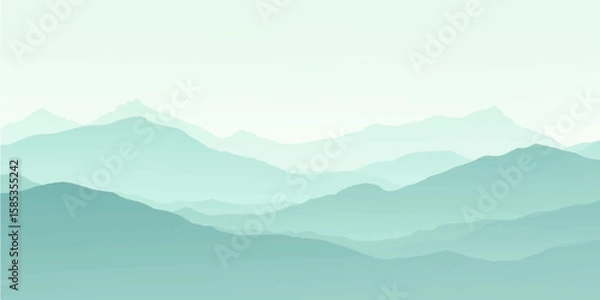 Obraz Light Teal Mist Landscape with Dreamy Gradient Hills and Peaceful Atmosphere