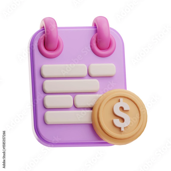 Fototapeta Digital Planner Icon with Dollar Coin