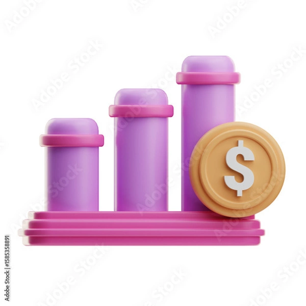 Fototapeta Growth Bar Graph with Coin
