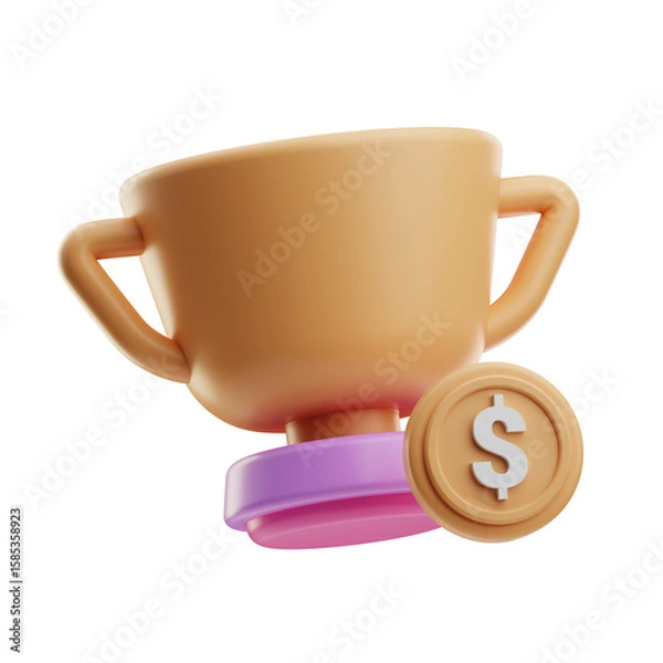 Fototapeta Trophy with Coin and Base