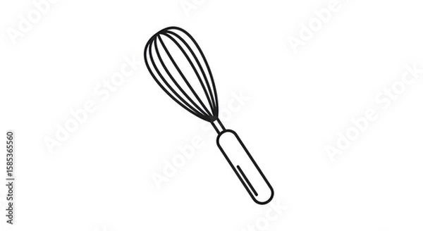Fototapeta Flat vector icon of a whisk with a smooth handle, minimalist design, clean white background