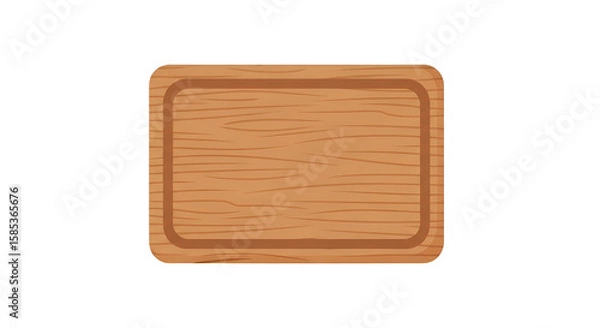 Fototapeta Flat icon illustration of a dark wooden cutting board in simple modern style, clean white background