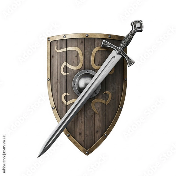Obraz shield and sword on white