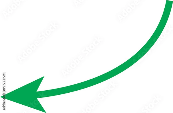 Fototapeta Green curved arrow pointing left on white background