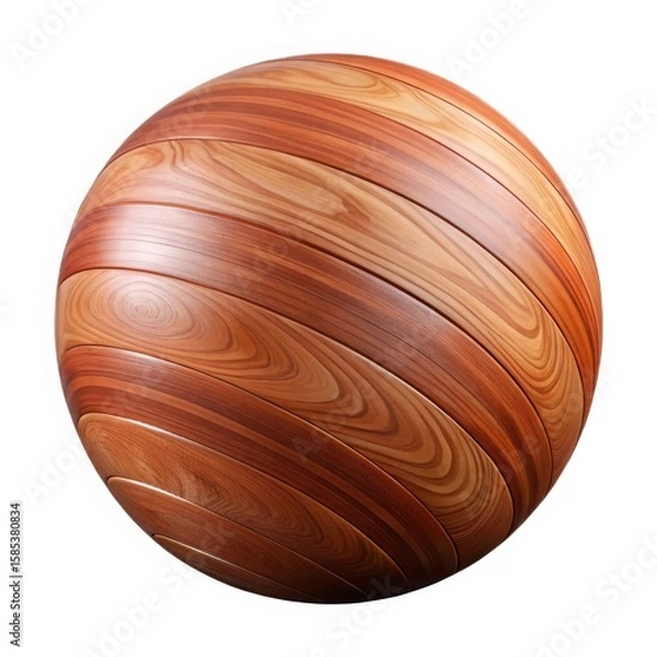 Obraz Wooden sphere with horizontal grain isolated on white background