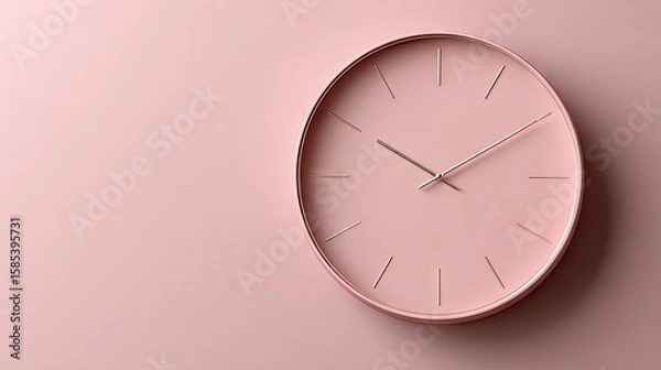 Obraz Pink wall clock minimalist design time concept