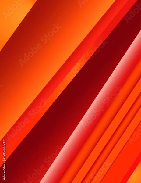 Fototapeta Abstract background with a gradient of red and orange shades, stripes in the form of waves, similar to ribbons.
