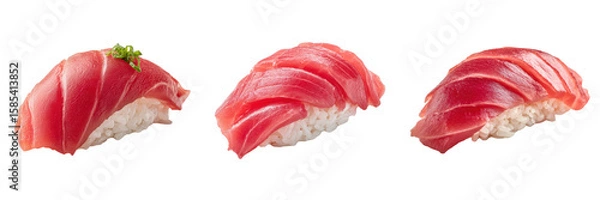 Fototapeta Fresh Tuna Sushi with Vibrant Color and Delicate Presentation Isolated on Transparent Background