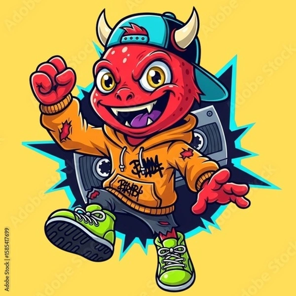 Obraz Red chupacabra mascot illustration 