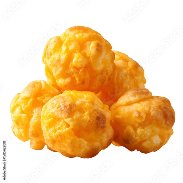 Obraz Puffed corn snacks cheesy isolated on white background, Puff corn or Corn puffs cheese flavor on white PNG File.